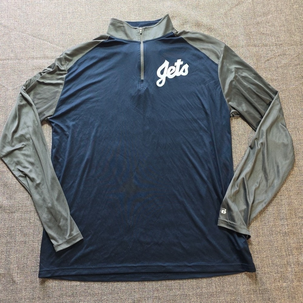Badger Sport Shirt 1/4 Zip Mens Activewear Light Weight Jets Blue Large